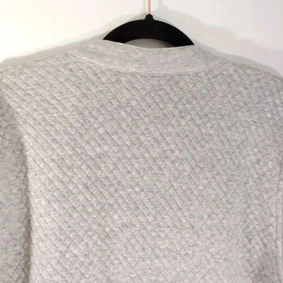 H&M Quilted Jacket Dove Grey Silver Medium Soft Comfy Gray Zipper Crew Collar M - Picture 14 of 16